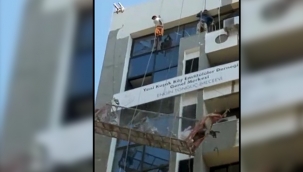 İskelenin halatı koptu 2 işçi ölümden döndü 