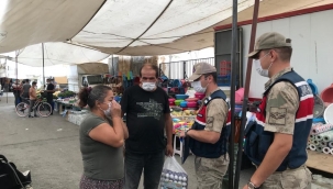 Jandarmadan semt pazarlarında Covid-19 denetimi 