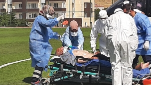 Korona hastası helikopter ile hastaneye kaldırıldı