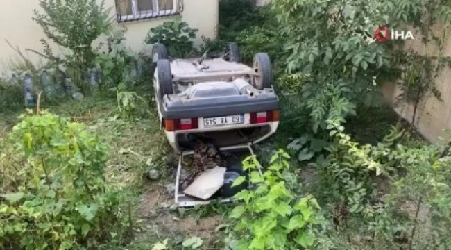 Otomobil 10 metreden evin bahçesine uçtu