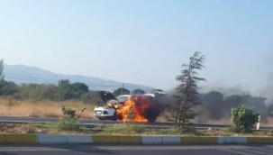 Otomobil alevlere teslim oldu! 