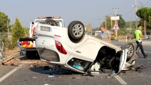 Takla atan araçtan burnu bile kanamadan kurtuldu! 