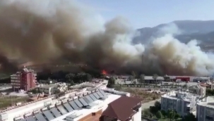 Orman yangını kente sıçradı 