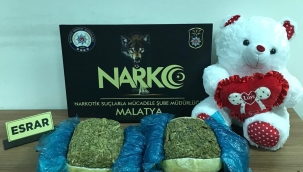 Oyuncak ayı içerisine gizlenen esrar ele geçirildi 