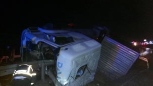 Balık yüklü tır devrildi: 1 yaralı