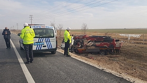 Devrilen vincin sürücüsü yaralandı