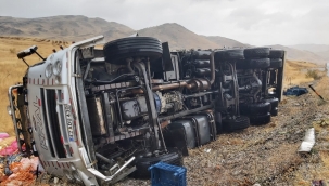 Tır şarampole devrildi: 1 yaralı 