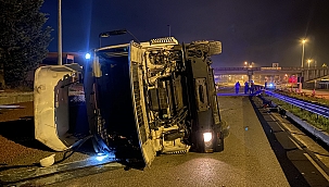 Fındık yüklü tır devrildi: 1 yaralı