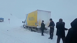 Kargo kamyonu kara saplandı 