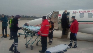 Uçak ambulans hasta için kalktı!