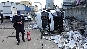 Akaryakıt istasyonunun bahçesine uçtu