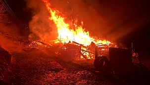 Alevlere teslim olan ahşap ev kül oldu 