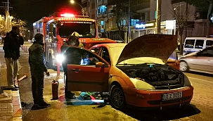 Araç yangını büyük panik oluşturdu 