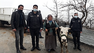 Hayvanı çalınan teyzenin yüzünü polis güldürdü 