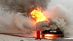 Kırıkkale'de otomobil alev alev yandı 