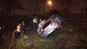 Otomobil şarampole yuvarlandı