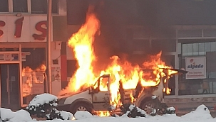 Park halindeki kamyonet yandı 