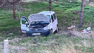 Takla atan ticari araç şarampole uçtu 