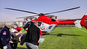 Helikopter ile hastaneye yetiştirildi