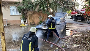 Kontağı çevirdi otomobil alev aldı
