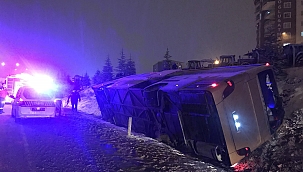 Otobüs devrildi: 1 ölü 2 yaralı