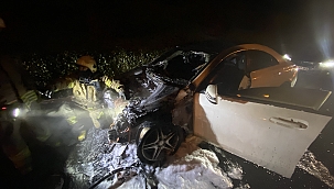 Bugün aldığı otomobili alev alev yandı 