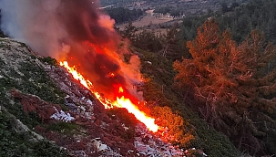 Hafriyat döküm alanında yangın çıktı