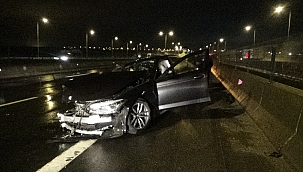 Hurdaya dönen araçtan sağ çıktı!
