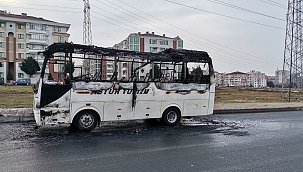 İşçi servisi alevlere teslim oldu!