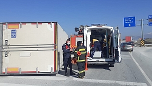 Kontrolden çıkan tır devrildi: 1 yaralı 