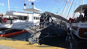 Milyon dolarlık tekne bir anda yan yattı 