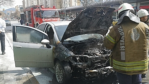 Park halindeki araç alev alev yandı