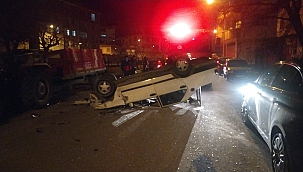 Römorka çarpan otomobil takla attı