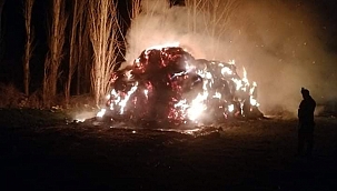 Saman balyaları alev aldı! 