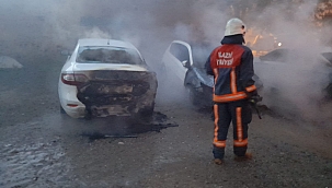 Elazığ'da park halindeki 3 araç yandı 