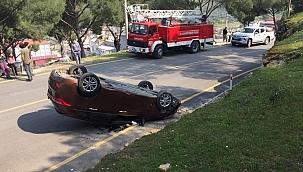 Otomobil devrildi: 4 kişi yaralandı