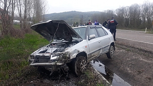 Otomobil su kanalına girdi: 3 yaralı