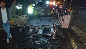 Otomobil seyir halindeyken yandı