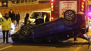 Takla atan araçtan burnu bile kanamadı 