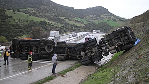 Tanker yan yattı: 1 ölü 1 yaralı