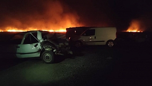 Anız yangını kazaya neden oldu 