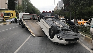 Nöbetten dönen doktorun aracı takla attı 