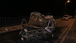 Otomobil alev alev yandı: 2 yaralı