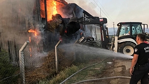 Saman deposunda korkutan yangın