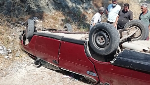 Araç şarampole devrildi: 1 yaralı