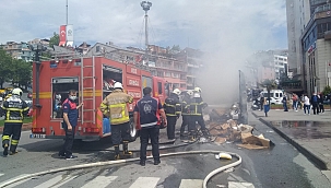 Karton yüklü kamyon alev aldı 