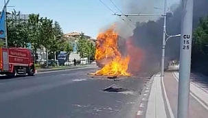 Saman yüklü tır alevlere teslim oldu 