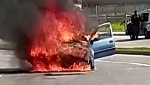 Seyir halinde iken alev alev yandı 