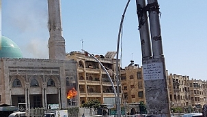 Halep'te cami yangını: 4 yaralı 