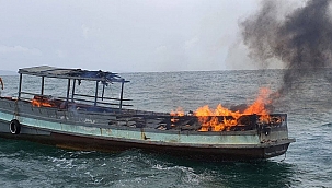 Kamboçya açıklarında tekne yandı: 1 ölü 